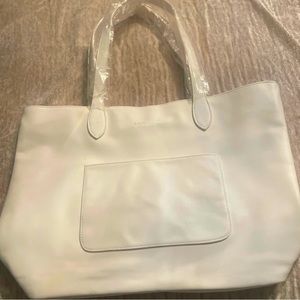 Ralph Lauren White Leather Tote Bag